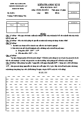 Đề kiểm tra học kỳ 2 môn Công nghệ Lớp 8 - Năm học 2016-2017 - Trường PT DTNT Pi Năng Tắc (Có đáp án)